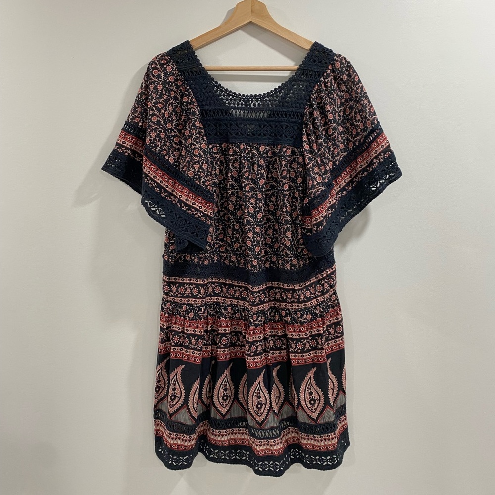 Sea New York Navy and Red Patterned Dress
